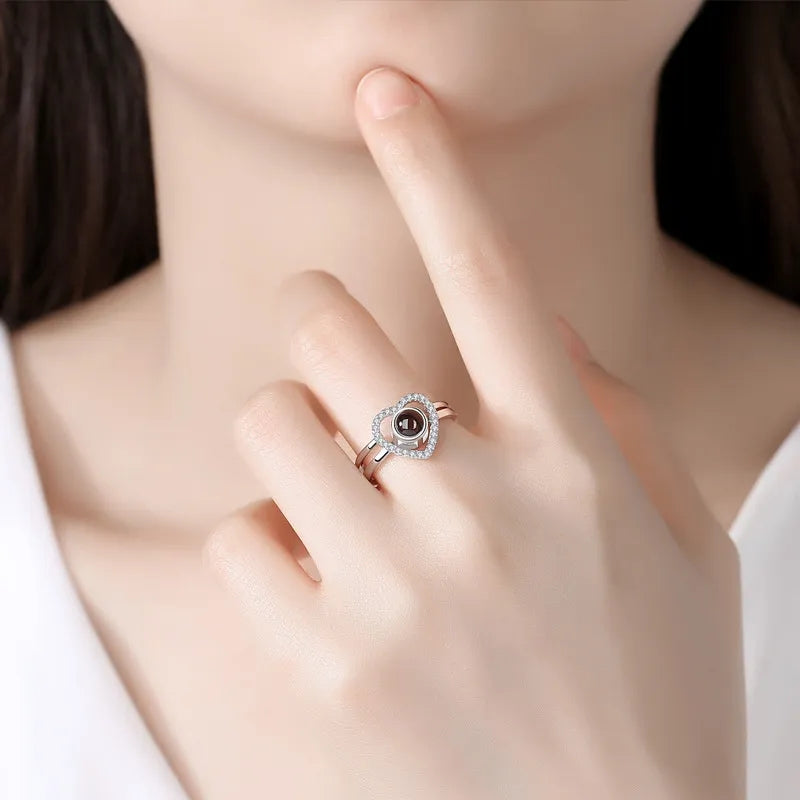 100 languagesi love you heart design Golden color ring